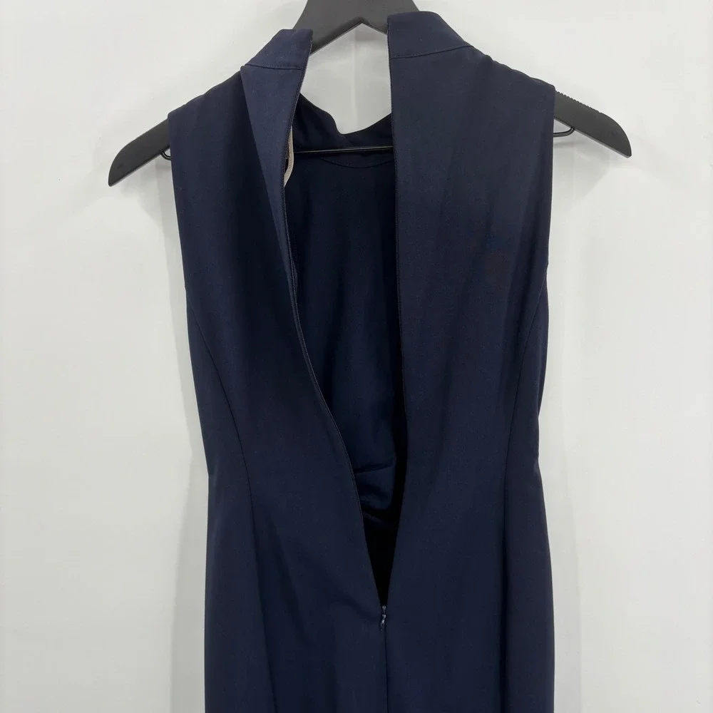 Rachel Rachel Roy Navy Blue Mock Neck Draped Ruffle Sheath Dress‎ Size 0